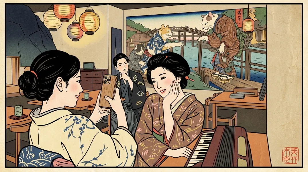 浮世絵風の体験ビジュアル